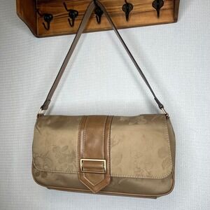Crazy Horse VTG Shoulder‎ Bag Floral Print Buckle Closure Neutral Handbag